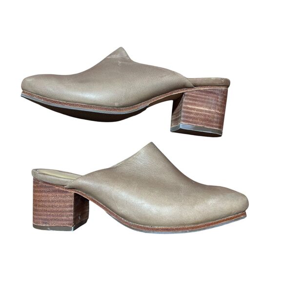 Nisolo All-Day Heeled Mule Shoes Womens Size 7.5 Almond Leather Slip On Comfort - Picture 6 of 10